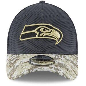 Rare Nwt Sz L/XL Seattle Seahawks 2016 New Era 39Thirty Salute Service Hat Cap